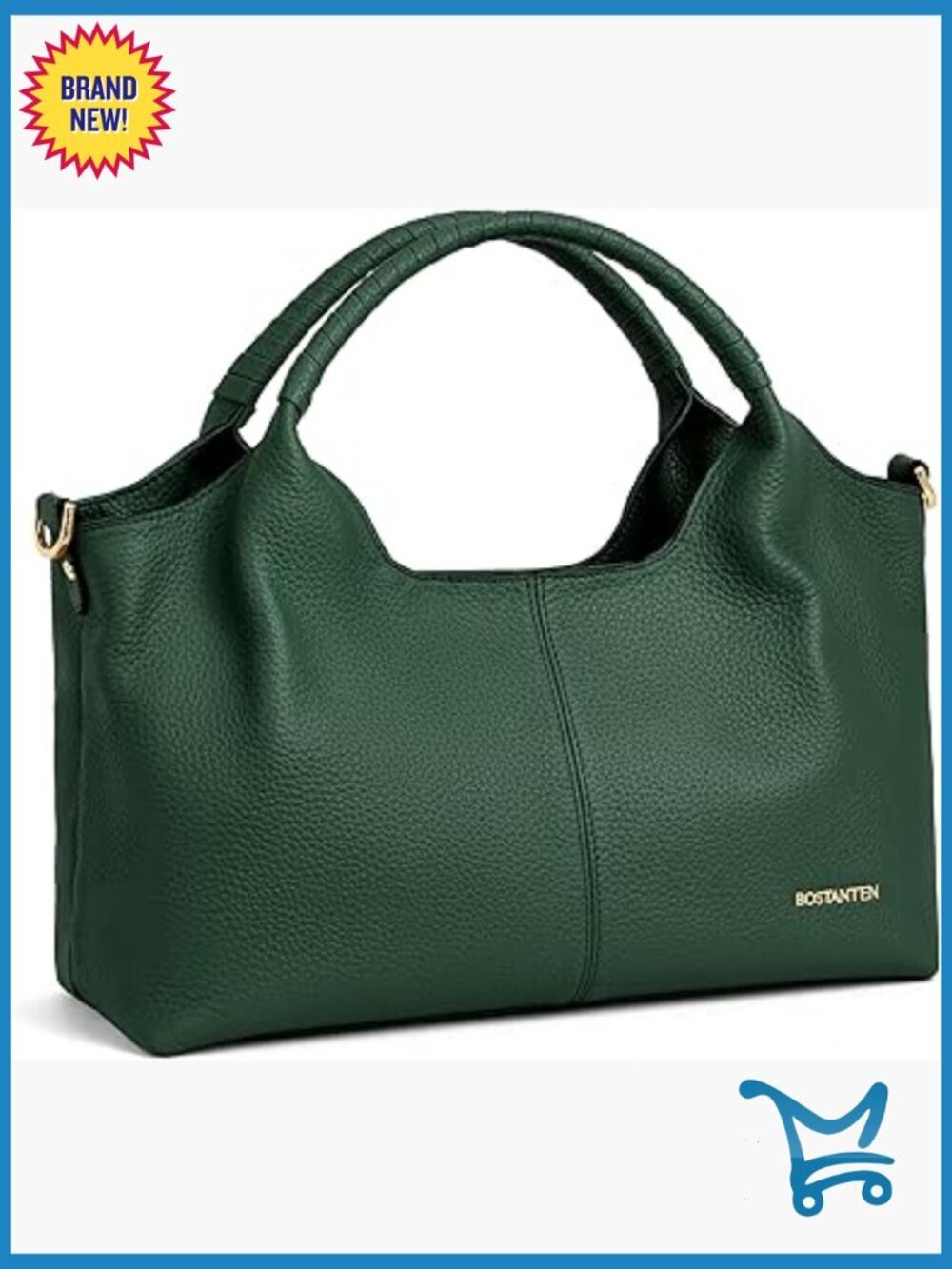 Genuine Leather Satchel Handbag with Adjustable Strap, Top Handle